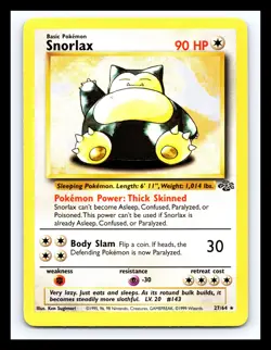 💥 SNORLAX Non Holo Foil WOTC Pokemon Card # 27/64 Vintage Fossil Set 1999 - Image 1