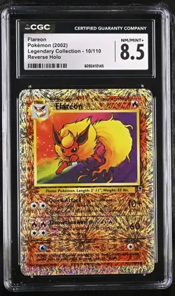 CGC 8.5 Flareon 2002 Legendary (Collection) 10/110 Reverse Holo Pokemon Card - Image 1