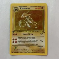 Pokemon Card: 1st Edition Fossil Rare Holo: Kabutops 9/62 - Image 1