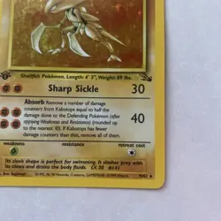 Pokemon Card: 1st Edition Fossil Rare Holo: Kabutops 9/62 - Image 5