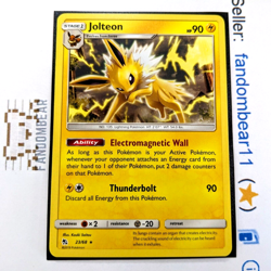 Jolteon RARE card 23/68 Sun & Moon Hidden Fates 2019 Pokemon Non-Holo NM/LP - Image 1