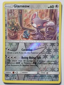 REVERSE HOLO Glameow 159/214 NM/M Unbroken Bonds Pokemon Card - sowsow Art - Image 1
