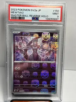 PSA 9 2023 Japanese Master Ball Reverse Holo Mewtwo 150/165 SV2a Pokemon - Image 1