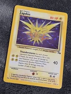 1999 Pokemon TCG Zapdos Fossil Unlimited Holo Rare 15/62 - Image 4
