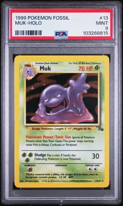 PSA 9 Muk 13/62 English Pokemon Fossil Unlimited Holo Rare 1999 WOTC - Image 1