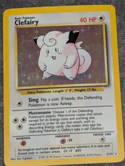 Clefairy Holo 5/102 'Base Set' - POKEMON! LP-MP - Image 4