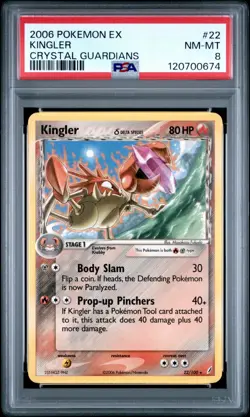 2006 POKEMON EX CRYSTAL GUARDIANS 22 KINGLER NEAR MINT-MINT PSA 8 - Image 1