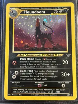 Pokemon TCG Houndoom Neo Revelation Holo Card 8/64 Unlimited Rare, LP Condition - Image 1