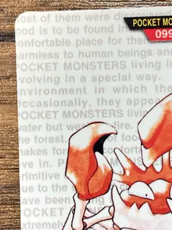 Pokemon Carddass Card Kingler File No.99 Bandai Pocket Monsters Red ver. 1996 - Image 3