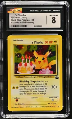 CGC 8 Birthday ____'s Pikachu 2000 Black Star Promos 24 Holo Pokemon Card - Image 1