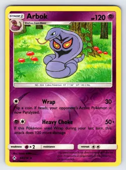 Arbok 63/214 2019 SM Unbroken Bonds Pokemon Card Reverse Holo Rare - Nm - Image 1