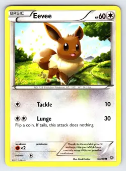 Eevee 63/98 2015 XY Ancient Origins Pokemon Card TCG Non Holo Common - VLP - Image 1