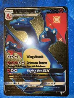 Blue Charizard GX HP250 Gold Pokemon Card - Image 1