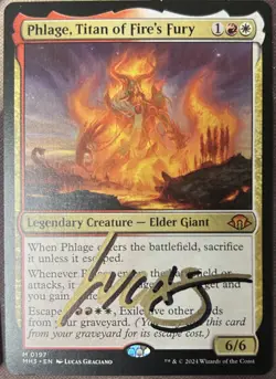 Phlage, Titan of Fire's Fury Modern Horizons 3 Signed Lucas Graciano Signed/Auto - Image 1