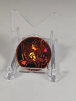 Pokemon Litten TEAM UP Cracked Ice Holo Collectible Coin Red Holofoil NM - Image 1