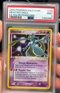 2006 POKEMON EX HOLON PHANTOMS #103/110 MEWTWO GOLD STAR HOLO - PSA 9 - Image 1