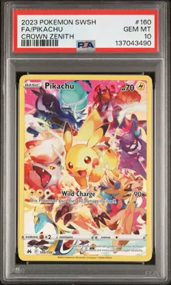 2023 Pokemon SWSH Crown Zenith Pikachu Full Art #160 PSA 10 - Image 1