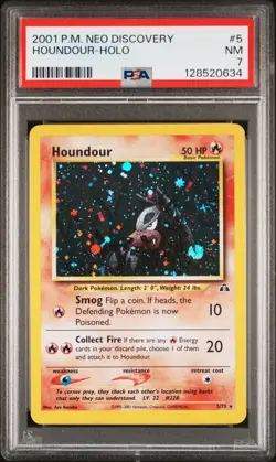 2001 POKEMON NEO DISCOVERY #5 HOUNDOUR-HOLO PSA 7 - Image 1