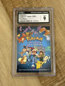 1999 Pokemon Topps Series 1 First Print Checklist CGC 9 - Image 1