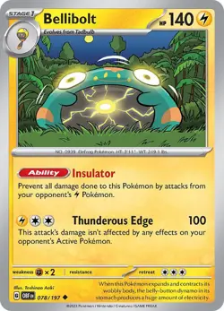 NM Pokemon Obsidian Flames Bellibolt 078 - Image 1