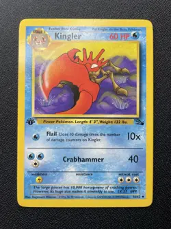 Pokemon Kingler 1st Edition 38/62 Fossil Common NM / LP (#1) - Image 1