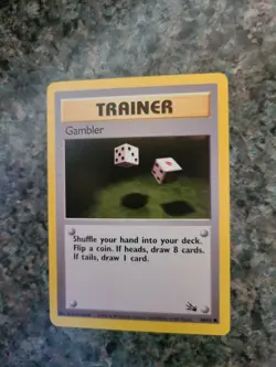 Gambler - Trainer Pokemon Card - 1st Edition Fossil (60/62) Fossil Set - NM - Image 1