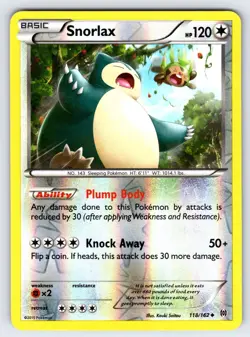 Snorlax 118/162 2015 XY Breakthrough Pokemon Card TCG Reverse Holo - Nm/Vlp - Image 1