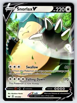 Snorlax V 141/202 Sword & Shield Base Set Pokemon Card Nintendo Ultra Rare - Nm - Image 1