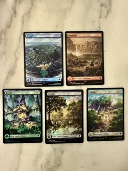Magic The Gathering-Final Fantasy Chocobo Track Stamped Foil Lands Set Of 5 NM - Image 1