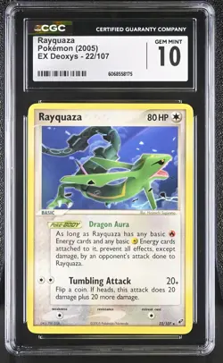 CGC 10 GEM MINT Rayquaza 2005 EX Deoxys 22/107 Pokemon Card - Image 1