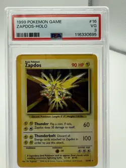 1999 Pokemon Zapdos Holo #16 PSA 3 - Image 1