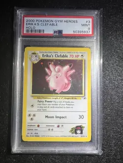 2000 Pokemon Gym Heroes Erika's Clefable Holo Unlimited #3/132 PSA 9 MINT *SWIRL - Image 1
