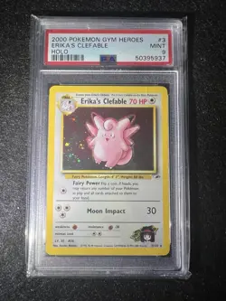 2000 Pokemon Gym Heroes Erika's Clefable Holo Unlimited #3/132 PSA 9 MINT *SWIRL - Image 2