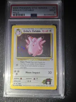 2000 Pokemon Gym Heroes Erika's Clefable Holo Unlimited #3/132 PSA 9 MINT *SWIRL - Image 3