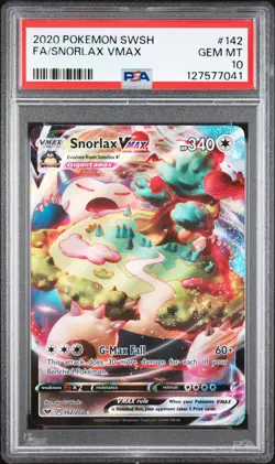 2020 POKEMON SWORD & SHIELD #142 FULL ART/SNORLAX VMAX PSA 10 - Image 1