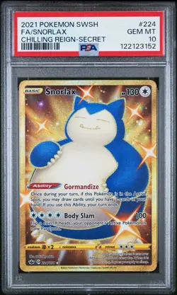 2021 POKEMON SWORD & SHIELD CHILLING REIGN SECRET #224 FULL ART/SNORLAX PSA 10 - Image 1