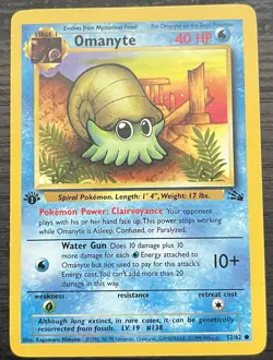 1st Edition Omanyte 52/62 Pokemon TCG WOTC Base Set Fossil MINT - Image 1