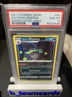 2021 POKEMON SWORD & SHIELD SHINING FATES #042 GALARIAN WEEZING -holo PSA 10 - Image 1