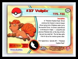 💥 Pokemon 2000 Topps # 37 Vulpix Chrome Card - TV Animation Series - Vintage - Image 2