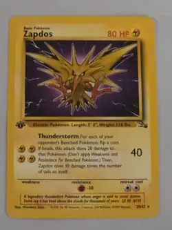 ZAPDOS 1999 1st Edition Pokemon Fossil Non Holo Rare Card #30 - Image 1