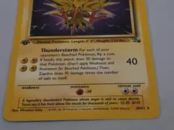 ZAPDOS 1999 1st Edition Pokemon Fossil Non Holo Rare Card #30 - Image 5
