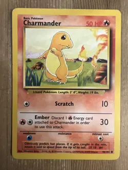 Pokemon TCG Charmander Base Set 46/102 Regular Unlimited Common LP - Image 1