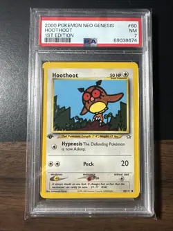 2000 Pokemon Neo Genesis 1st Edition Hoothoot #60 PSA 7 NM - Image 1