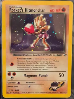 Pokemon TCG: Gym Heroes Unlimited Rocket's Hitmonchan 11/132 Holo Rare - Swirl - Image 1