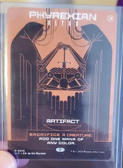 MtG PHYREXIAN ALTAR Secret Lair Encyclopedia Single Card Magic in hand - Image 1