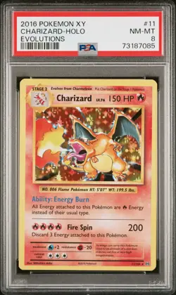 PSA 8 NM-MINT Charizard 11/108 XY EVOLUTIONS HOLO RARE Pokemon TCG Trading Card - Image 1