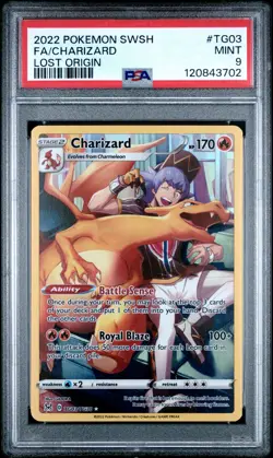 2022 POKEMON SWORD & SHIELD LOST ORIGIN #TG03 FULL ART/CHARIZARD PSA 9 - Image 1