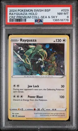 2024 POKEMON SWSH BLACK STAR PROMO #029 RAYQUAZA-HOLO PREMIUM COLL-SEA SKY PSA 8 - Image 1