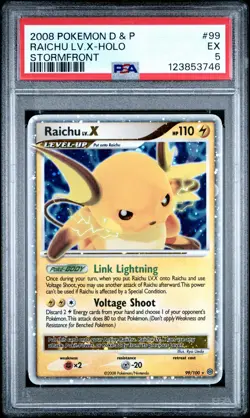2008 POKEMON DIAMOND & PEARL STORMFRONT #99 RAICHU LV.X-HOLO PSA 5 - Image 1