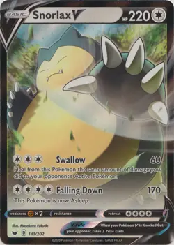 Lightly Played Snorlax V - 141/202 - Ultra Rare Pokemon Sword and Shield - Image 1